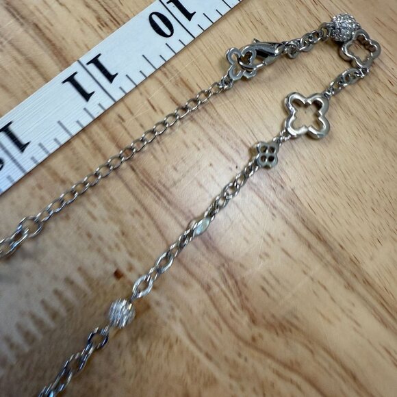 Silver-Tone Long Necklace With Spade-Style Charms & Crystal Accents 32-Inch Chai - Picture 7 of 11